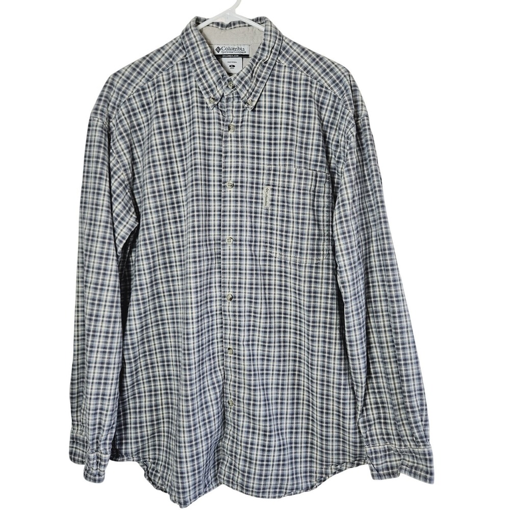 Columbia Mens Blue Plaid Long Sleeve Button Down Shirt XL Gorpcore Casual Hiking